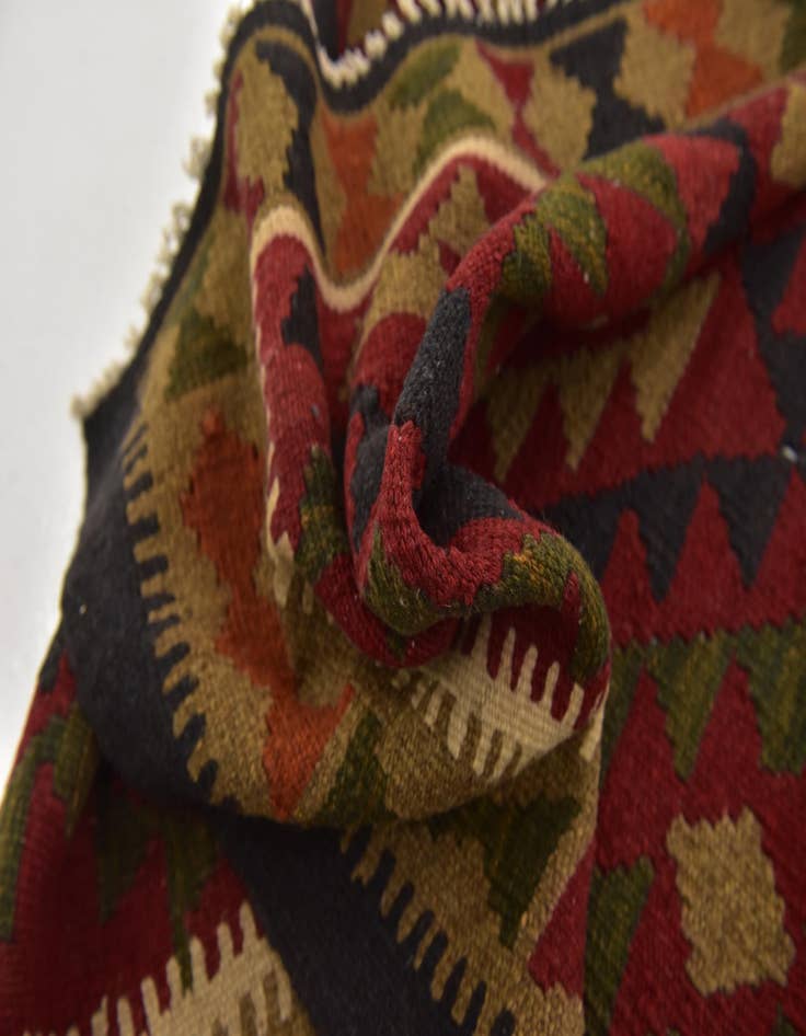 Detail image of 3' 3 x 6' 5  Hand Woven Kilim Maymana Wool Runner Rug