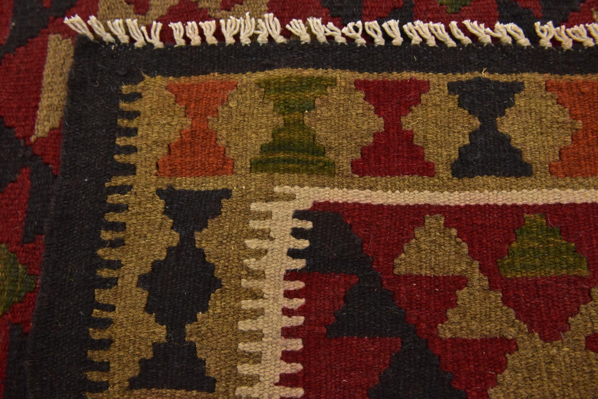 3' 3 x 6' 5 Hand Woven Kilim Maymana Wool Runner Rug