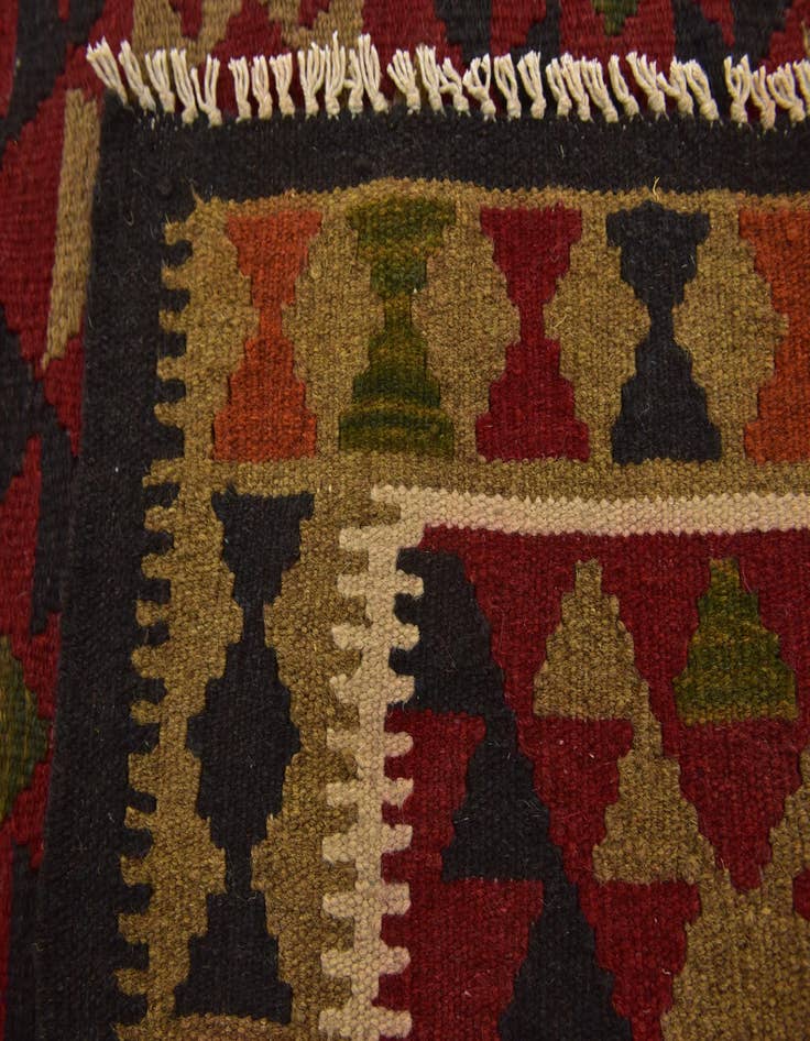 Detail image of 3' 3 x 6' 5  Hand Woven Kilim Maymana Wool Runner Rug