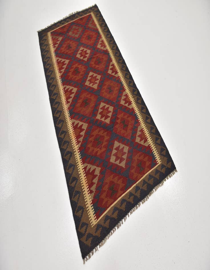 Detail image of 3' 5 x 6' 5  Hand Woven Kilim Maymana Wool Runner Rug