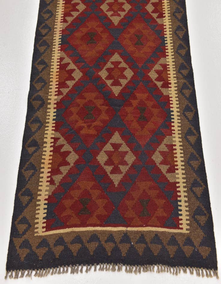 Detail image of 3' 5 x 6' 5  Hand Woven Kilim Maymana Wool Runner Rug