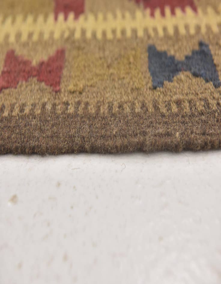 Detail image of 3' 3 x 6' 6  Hand Woven Kilim Maymana Wool Runner Rug