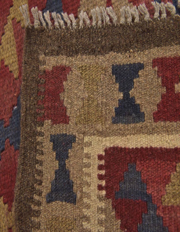 Detail image of 3' 3 x 6' 6  Hand Woven Kilim Maymana Wool Runner Rug