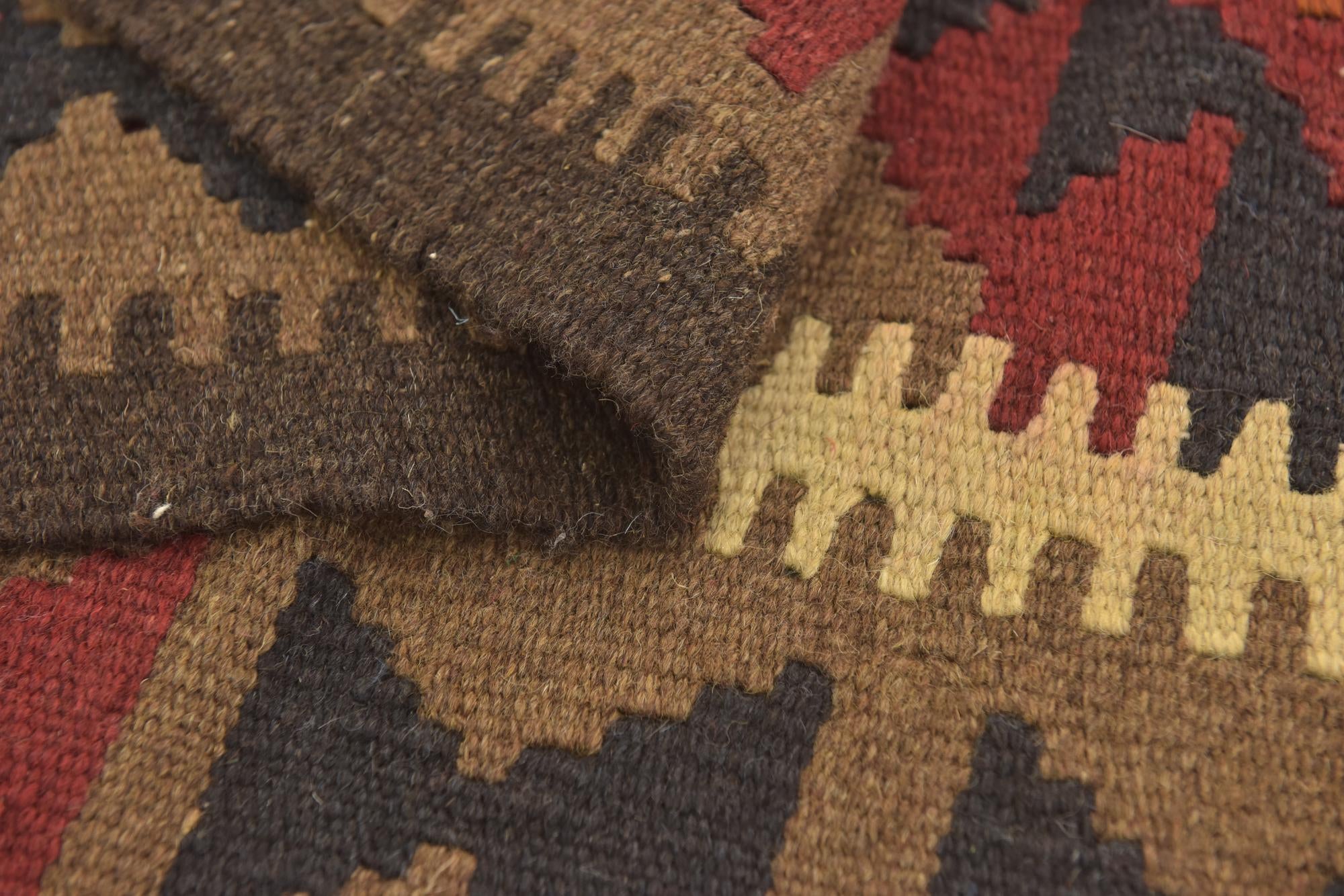 3' 4 x 6' 6 Hand Woven Kilim Maymana Wool Runner Rug