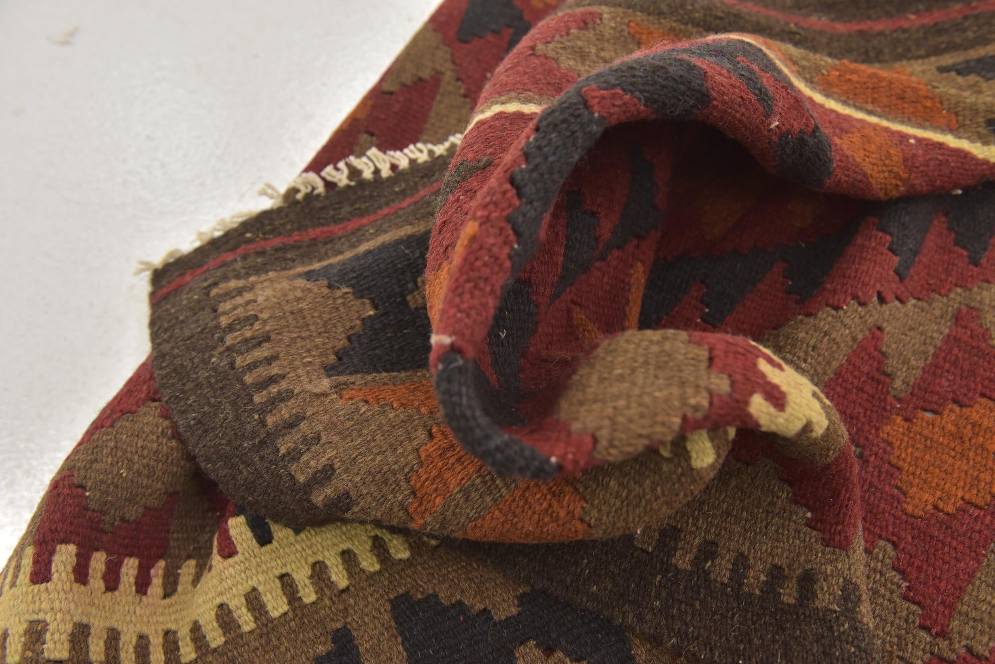 3' 4 x 6' 6 Hand Woven Kilim Maymana Wool Runner Rug