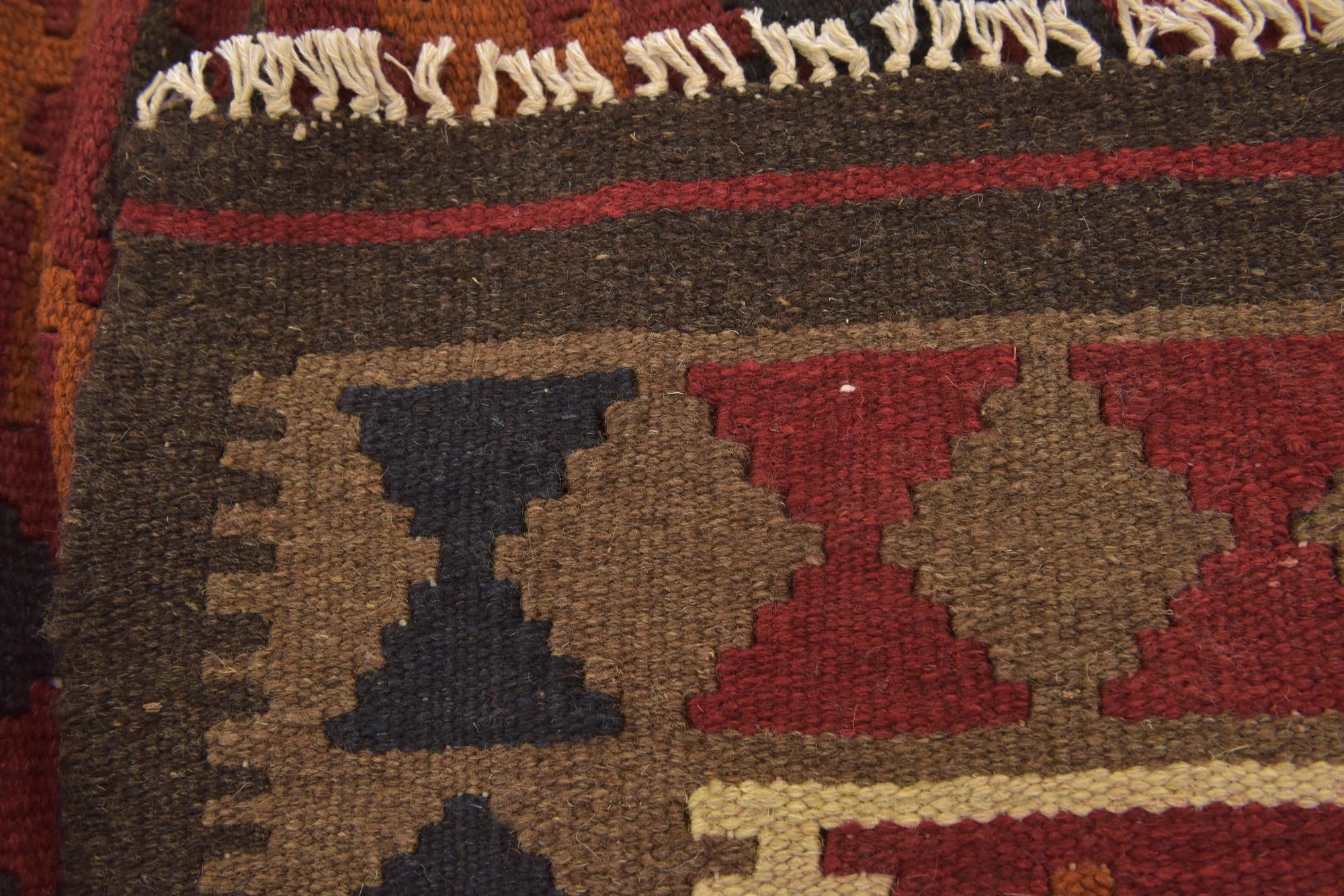 3' 4 x 6' 6 Hand Woven Kilim Maymana Wool Runner Rug