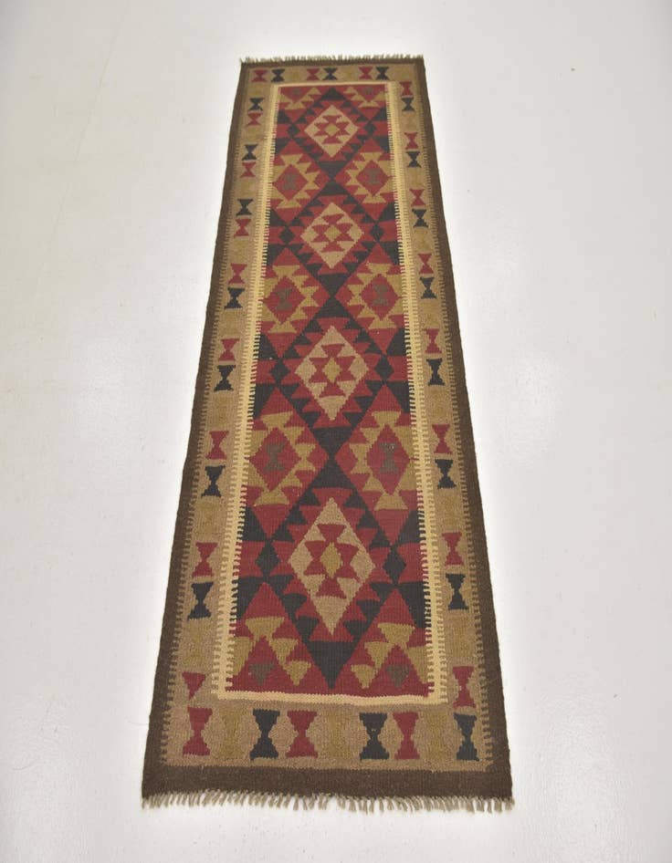 Detail image of 3' 3 x 6' 6  Hand Woven Kilim Maymana Wool Runner Rug