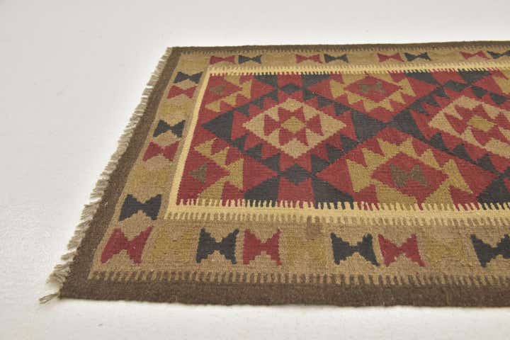 3' 3 x 6' 6 Hand Woven Kilim Maymana Wool Runner Rug