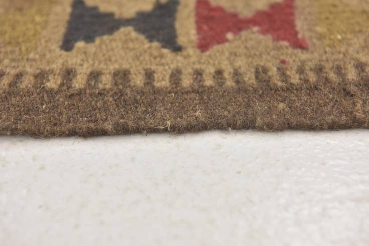 Detail image of 3' 3 x 6' 6 Hand Woven Kilim Maymana Wool Runner Rug