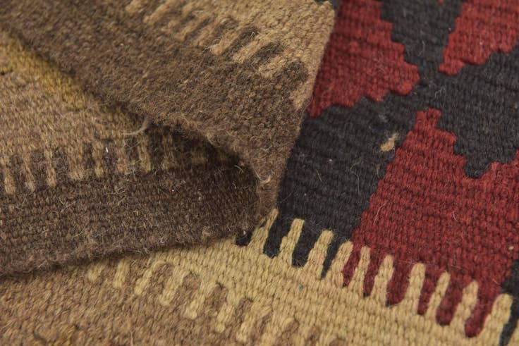 Detail image of 3' 3 x 6' 6 Hand Woven Kilim Maymana Wool Runner Rug