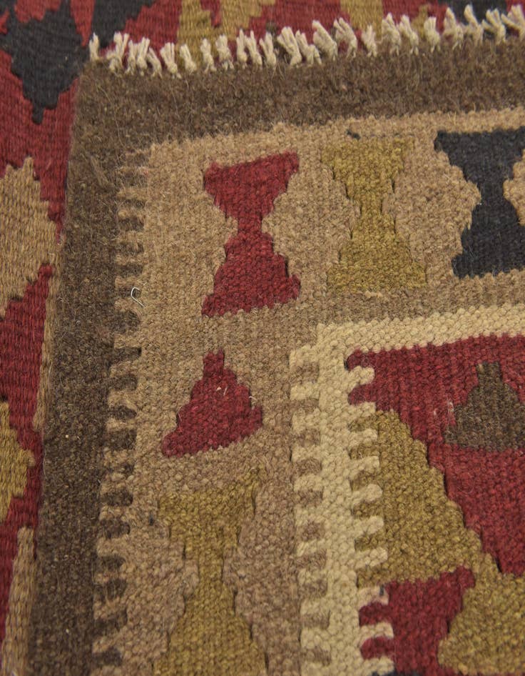 Detail image of 3' 3 x 6' 6  Hand Woven Kilim Maymana Wool Runner Rug