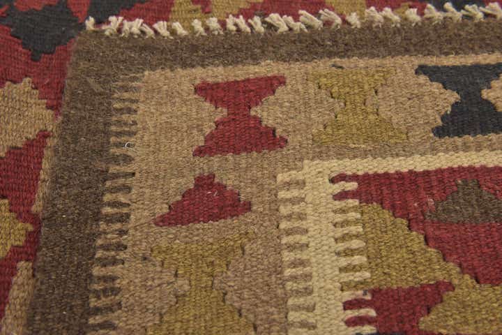 3' 3 x 6' 6 Hand Woven Kilim Maymana Wool Runner Rug