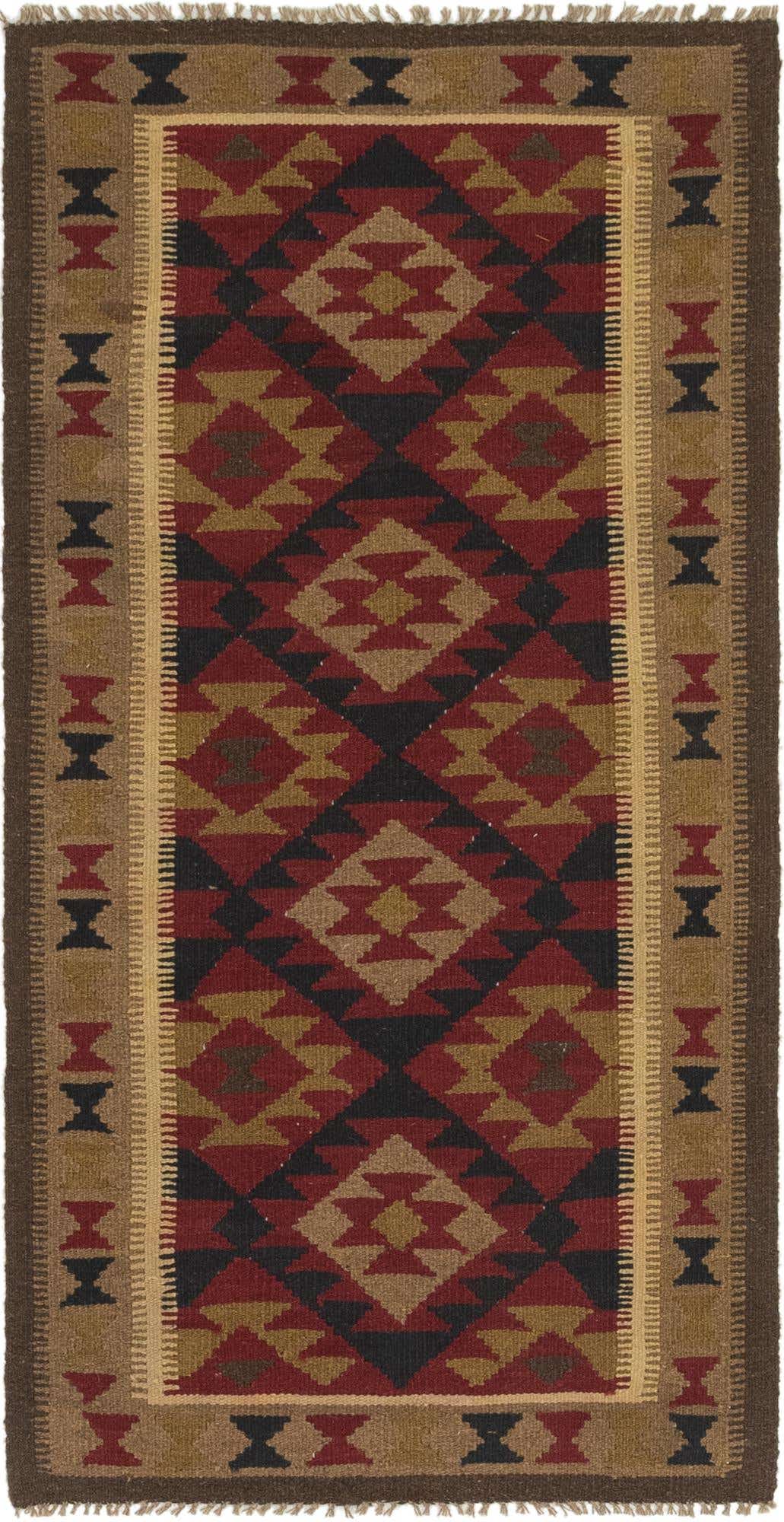 3' 3 x 6' 6 Hand Woven Kilim Maymana Wool Runner Rug