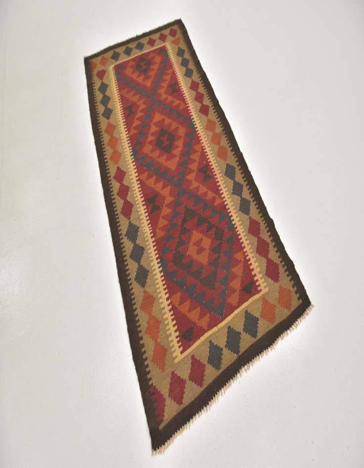 Detail image of 3' 3 x 6' 3  Hand Woven Kilim Maymana Wool Runner Rug