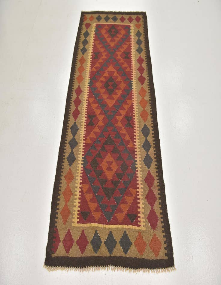 Detail image of 3' 3 x 6' 3  Hand Woven Kilim Maymana Wool Runner Rug