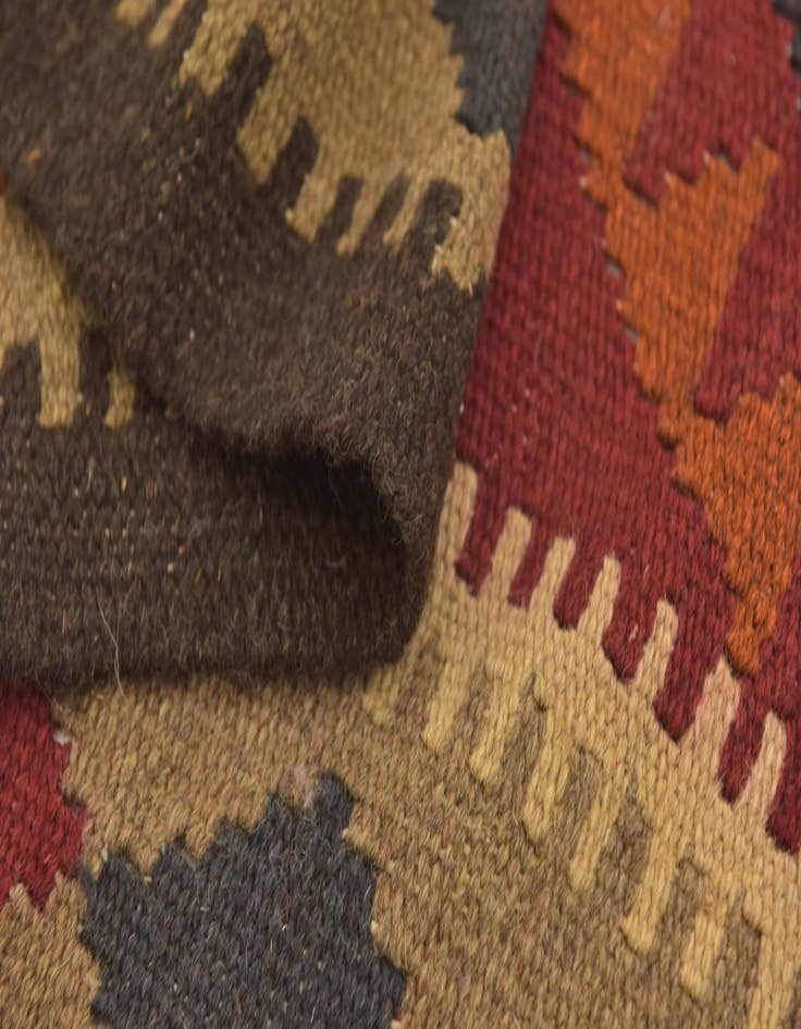 Detail image of 3' 3 x 6' 3  Hand Woven Kilim Maymana Wool Runner Rug