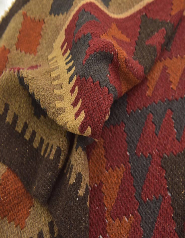 Detail image of 3' 3 x 6' 3  Hand Woven Kilim Maymana Wool Runner Rug