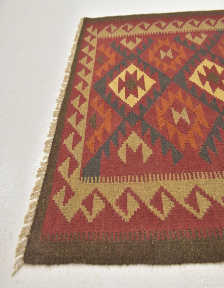 Detail image of 3' 6 x 6' 6  Hand Woven Kilim Maymana Wool Runner Rug