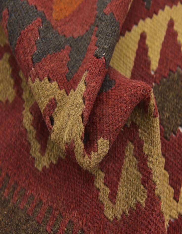 Detail image of 3' 6 x 6' 6  Hand Woven Kilim Maymana Wool Runner Rug