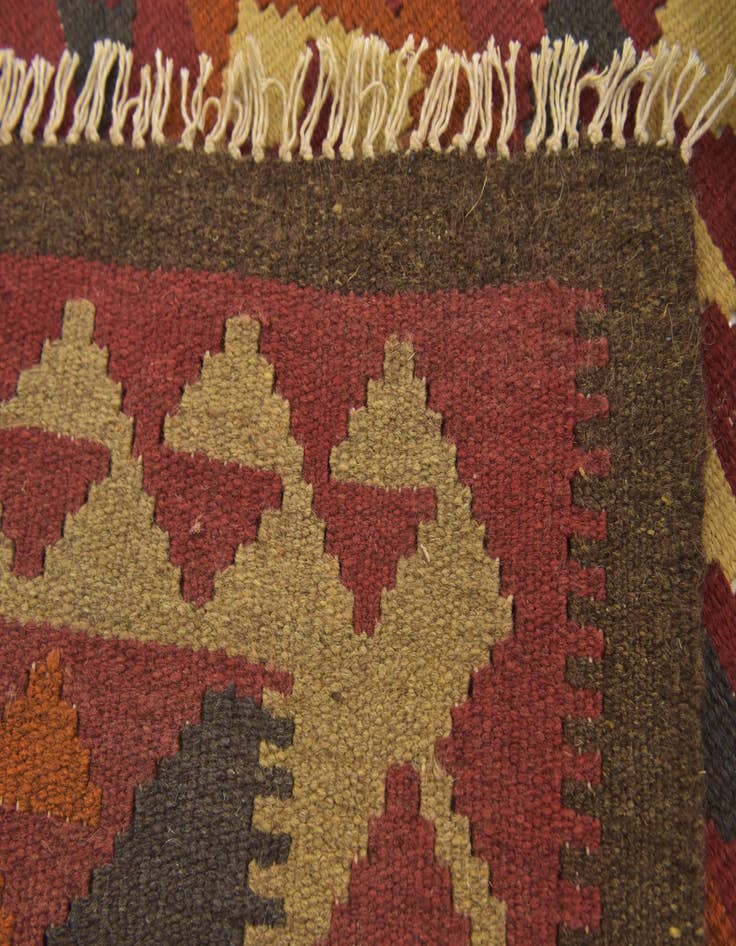 Detail image of 3' 6 x 6' 6  Hand Woven Kilim Maymana Wool Runner Rug