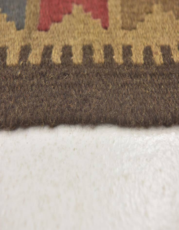 Detail image of 3' 2 x 6' 5  Hand Woven Kilim Maymana Wool Runner Rug