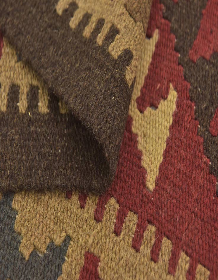 Detail image of 3' 2 x 6' 5  Hand Woven Kilim Maymana Wool Runner Rug
