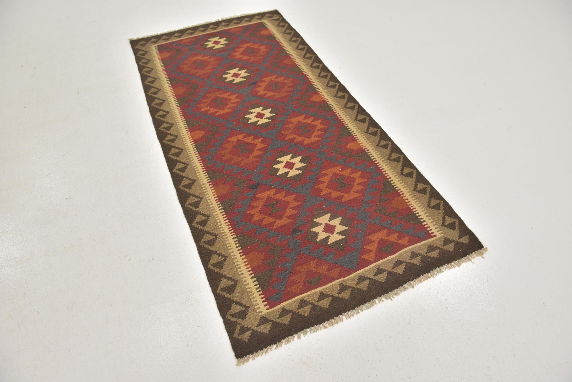 100cm x 200cm Tejido a mano Kilim Maymana Alfombra Lana Pasillera