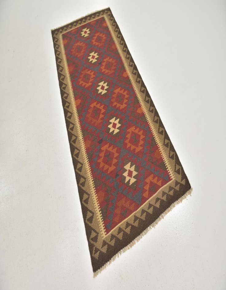 Detail image of 3' 3 x 6' 6  Hand Woven Kilim Maymana Wool Runner Rug