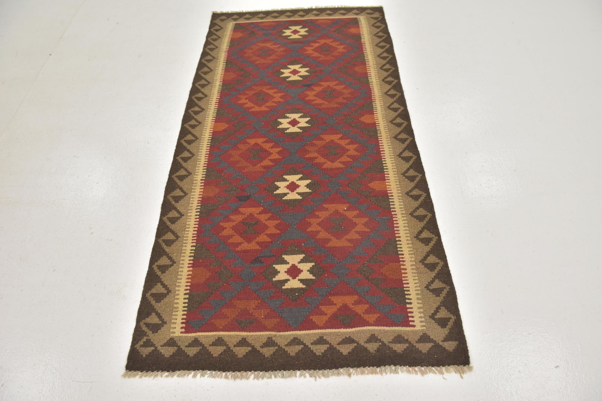 100cm x 200cm Tejido a mano Kilim Maymana Alfombra Lana Pasillera