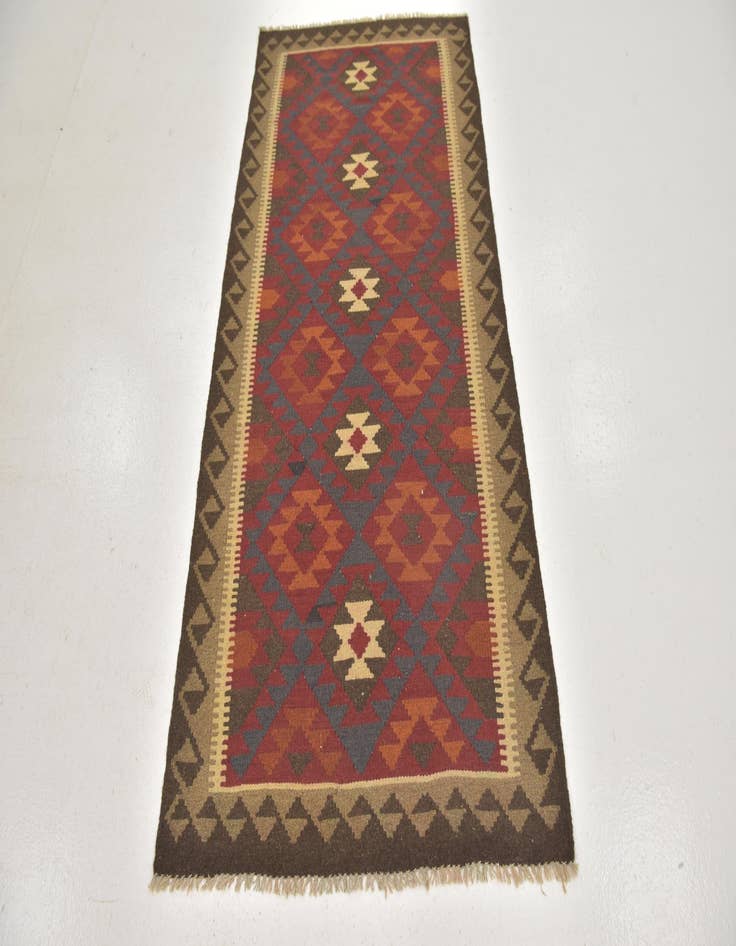 Detail image of 3' 3 x 6' 6  Hand Woven Kilim Maymana Wool Runner Rug