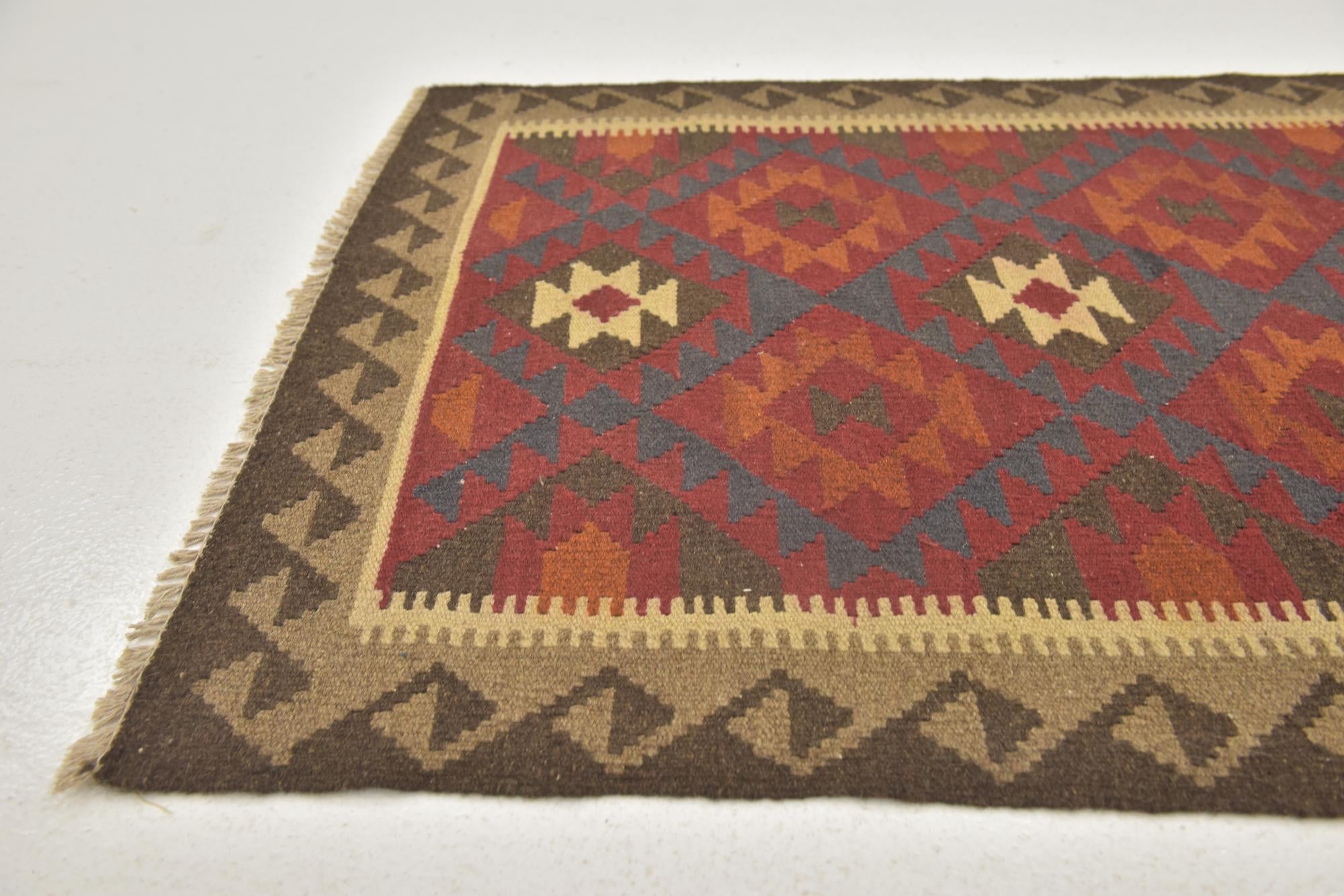 100cm x 200cm Tejido a mano Kilim Maymana Alfombra Lana Pasillera