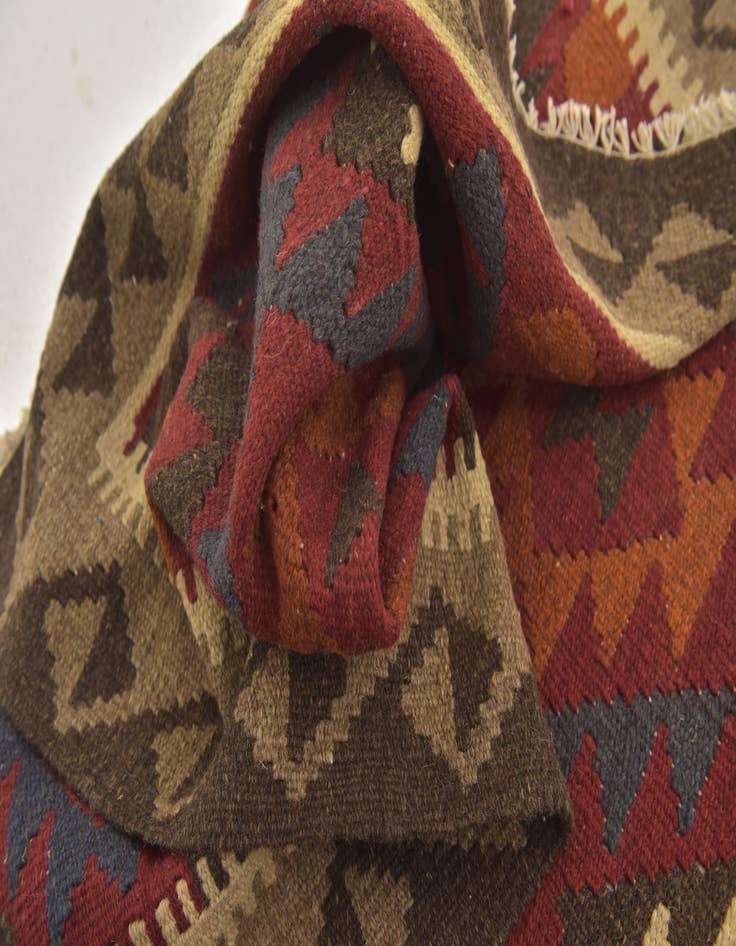 Detail image of 3' 3 x 6' 6  Hand Woven Kilim Maymana Wool Runner Rug