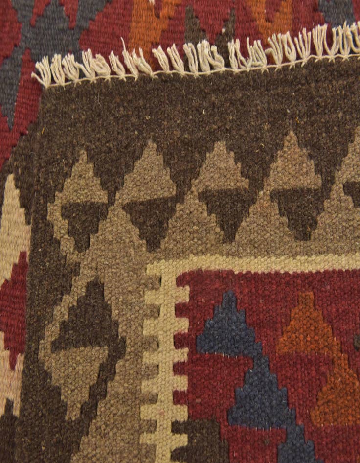 Detail image of 3' 3 x 6' 6  Hand Woven Kilim Maymana Wool Runner Rug