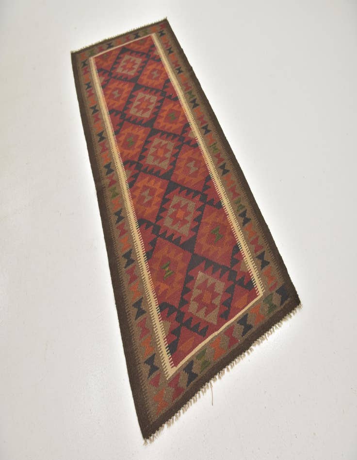 Detail image of 3' 3 x 6' 7  Hand Woven Kilim Maymana Wool Runner Rug