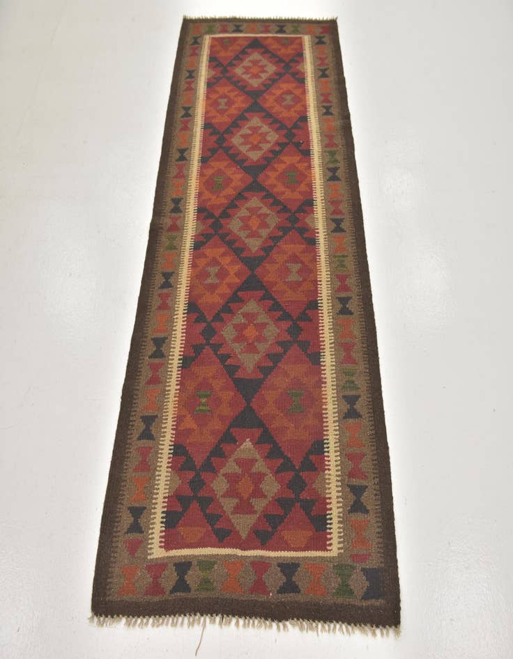 Detail image of 3' 3 x 6' 7  Hand Woven Kilim Maymana Wool Runner Rug