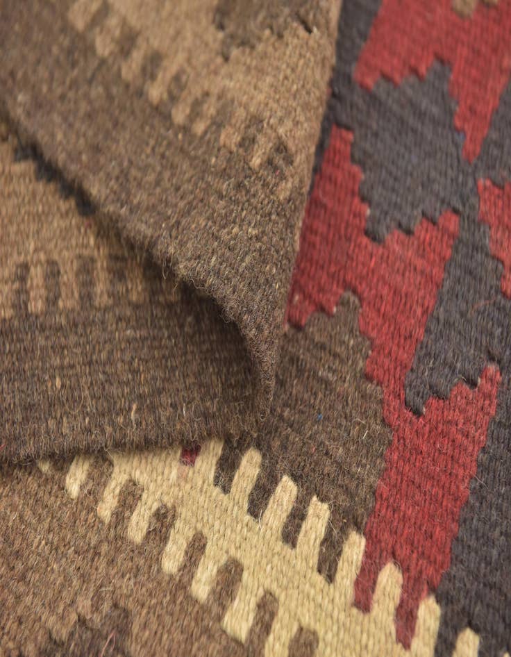 Detail image of 3' 2 x 6' 6  Hand Woven Kilim Maymana Wool Runner Rug
