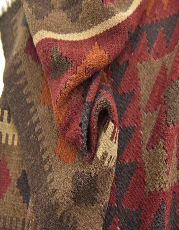 Detail image of 3' 2 x 6' 6  Hand Woven Kilim Maymana Wool Runner Rug