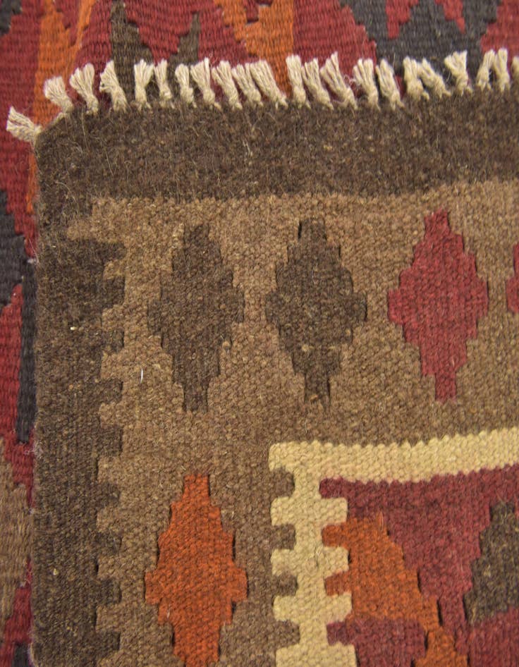 Detail image of 3' 2 x 6' 6  Hand Woven Kilim Maymana Wool Runner Rug