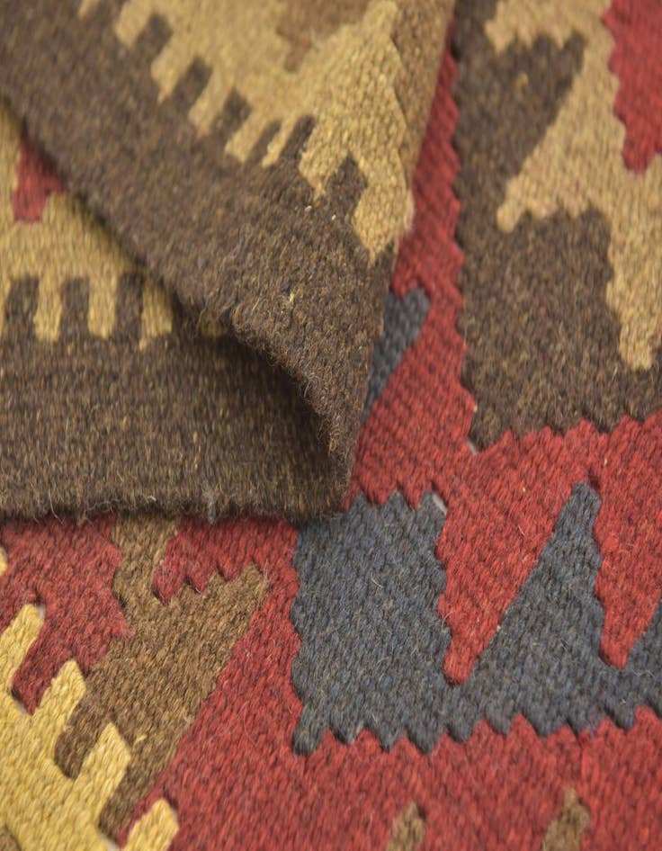 Detail image of 3' 3 x 6' 6  Hand Woven Kilim Maymana Wool Runner Rug