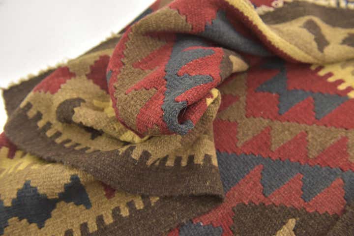 3' 3 x 6' 6 Hand Woven Kilim Maymana Wool Runner Rug