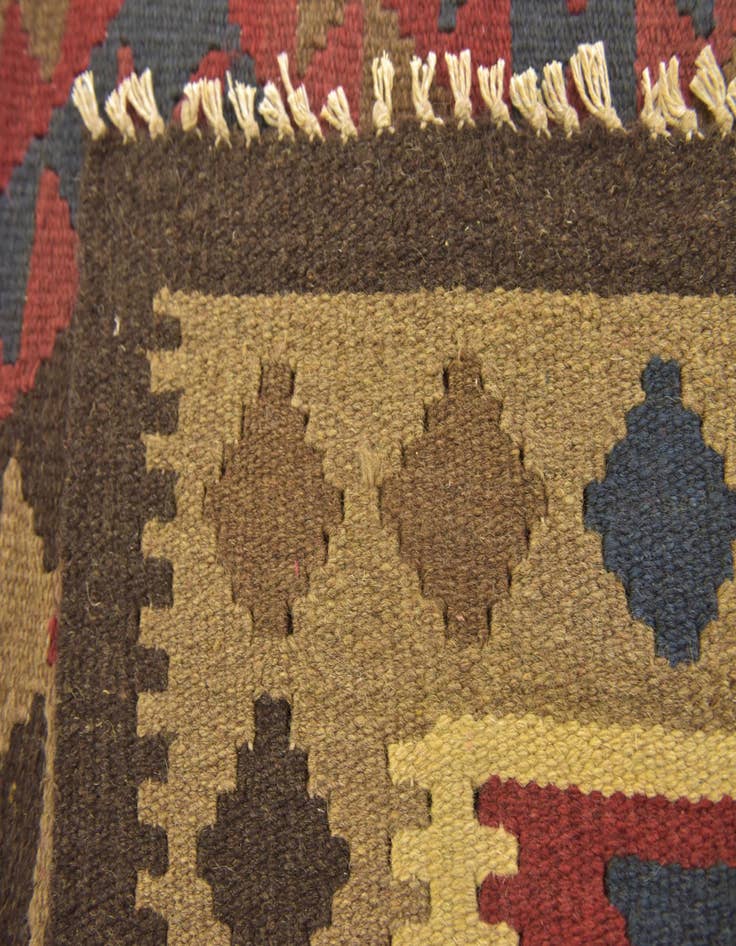 Detail image of 3' 3 x 6' 6  Hand Woven Kilim Maymana Wool Runner Rug