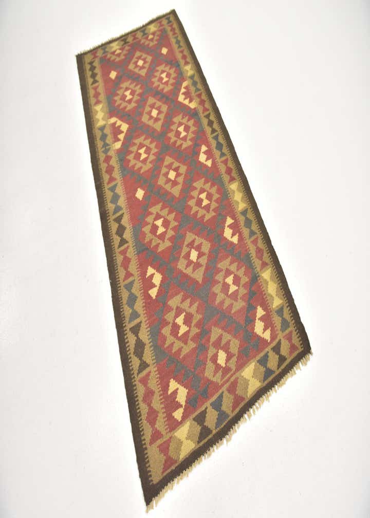 3' 4 x 6' 5 Hand Woven Kilim Maymana Wool Runner Rug
