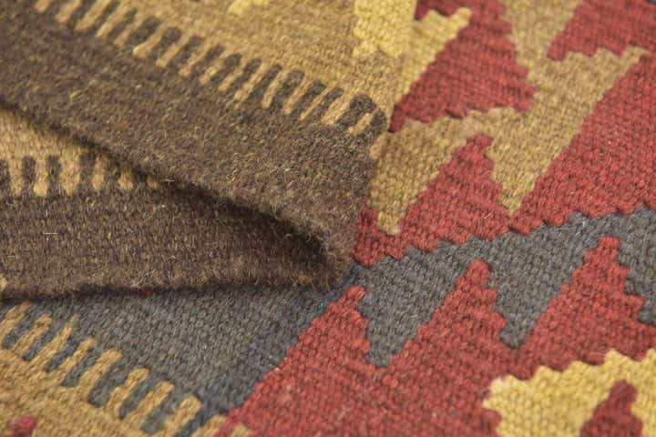 3' 4 x 6' 5 Hand Woven Kilim Maymana Wool Runner Rug