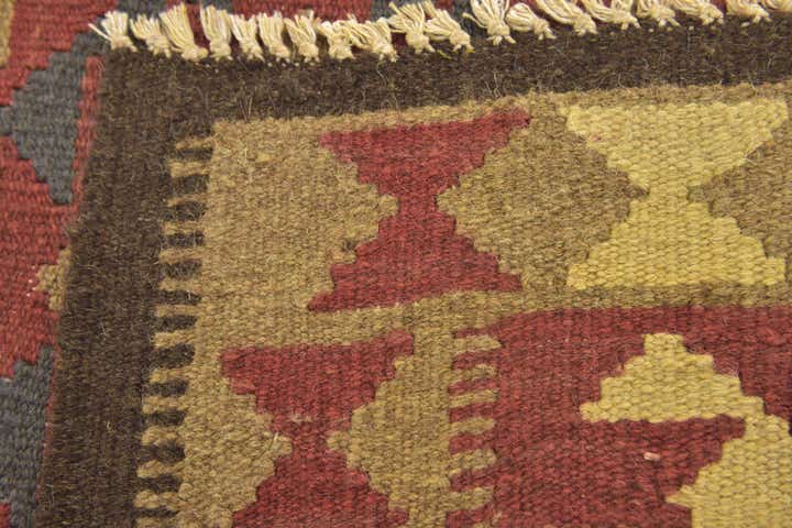3' 4 x 6' 5 Hand Woven Kilim Maymana Wool Runner Rug