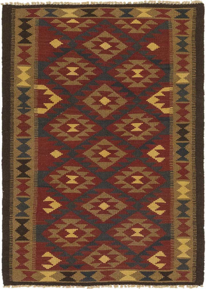 3' 4 x 6' 5 Hand Woven Kilim Maymana Wool Runner Rug
