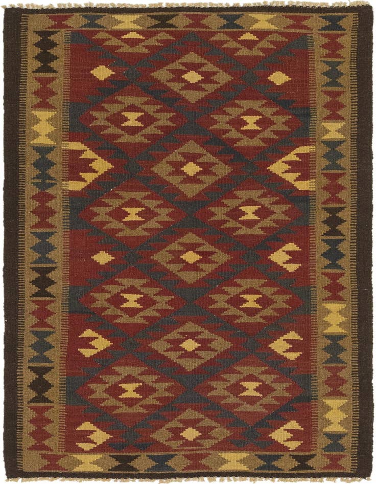 Detail image of 3' 4 x 6' 5 Hand Woven Kilim Maymana Wool Runner Rug