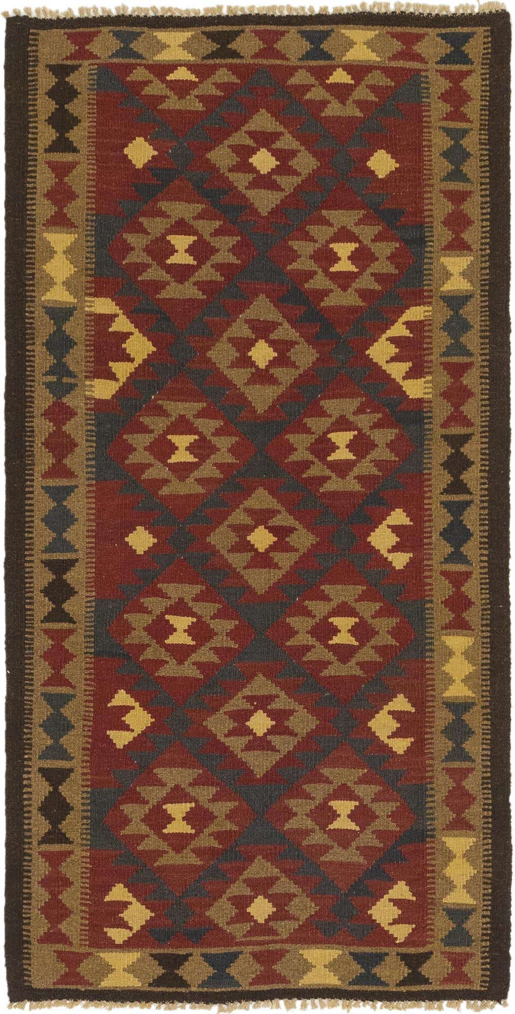 3' 4 x 6' 5 Hand Woven Kilim Maymana Wool Runner Rug