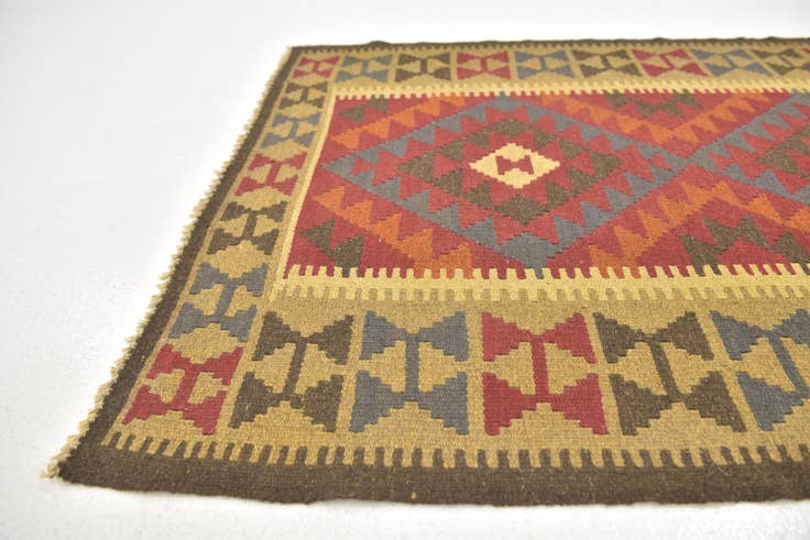 Detail image of 3' 5 x 6' 6 Hand Woven Kilim Maymana Wool Runner Rug