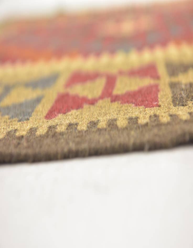 Detail image of 3' 5 x 6' 6  Hand Woven Kilim Maymana Wool Runner Rug