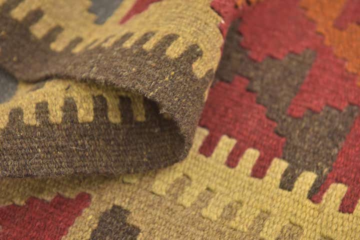 3' 5 x 6' 6 Hand Woven Kilim Maymana Wool Runner Rug